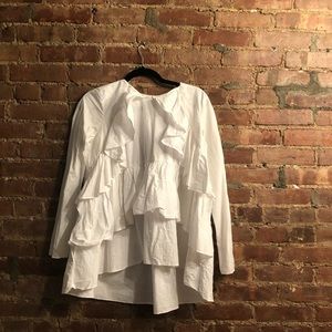 Zara poplin white top